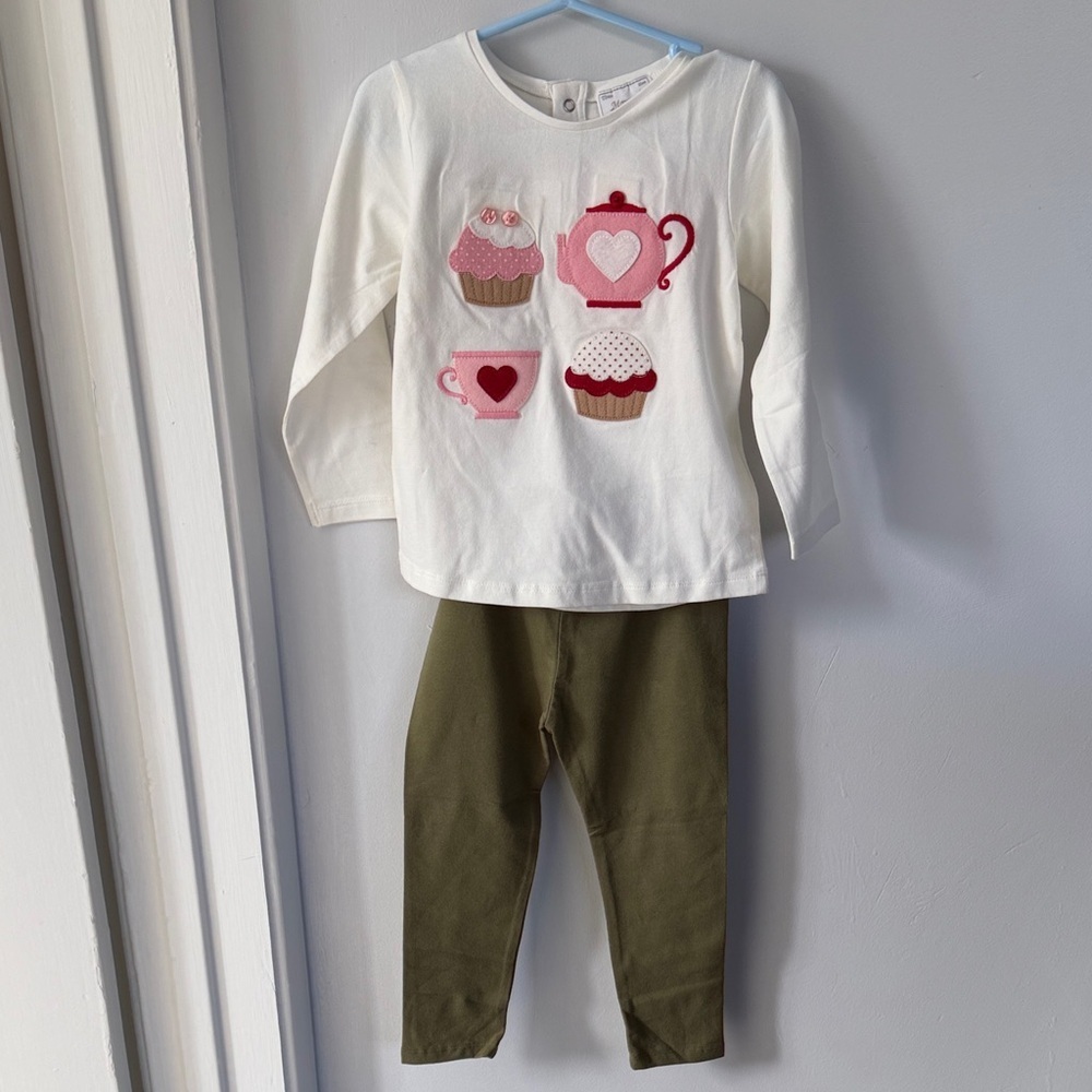 Cute Heart Cupcake Cat Teapot Outfit for girl size 4T
